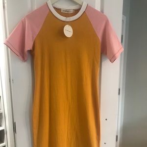 Yellow & pink casual midi dress